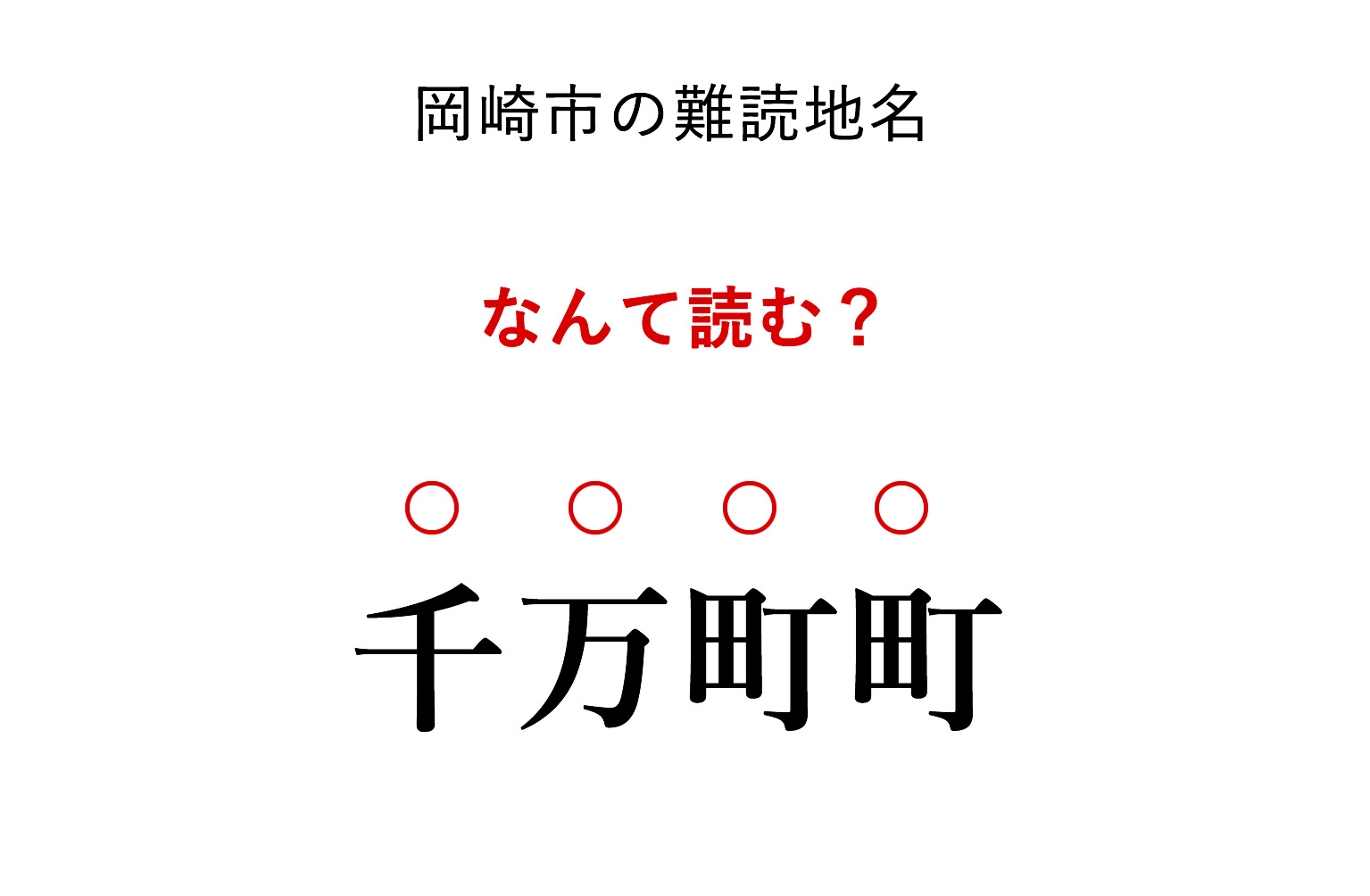 岡崎市の難読地名「千万町町」